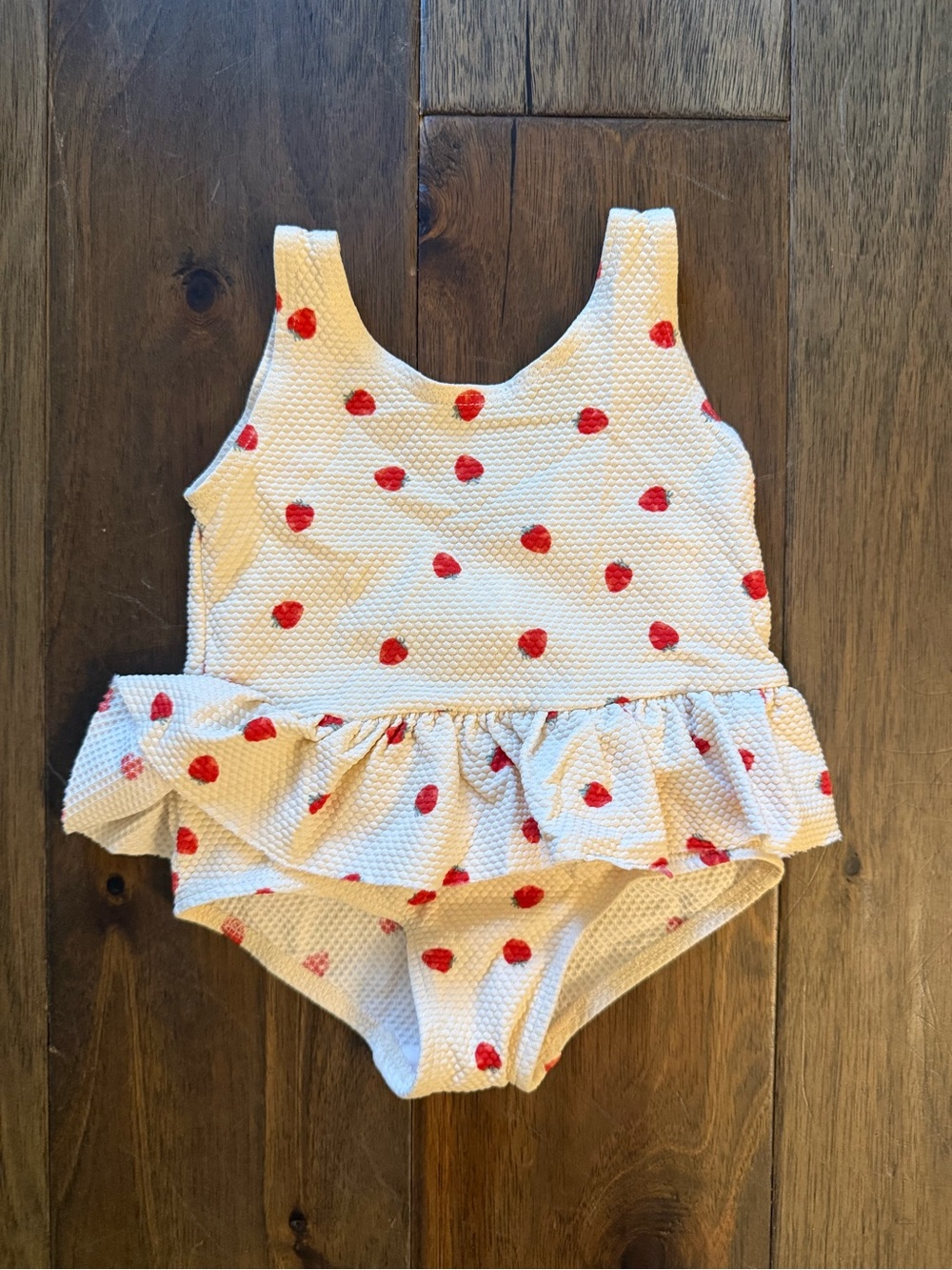 H&M White One-Piece Swimsuit with Red Strawberry Dots
